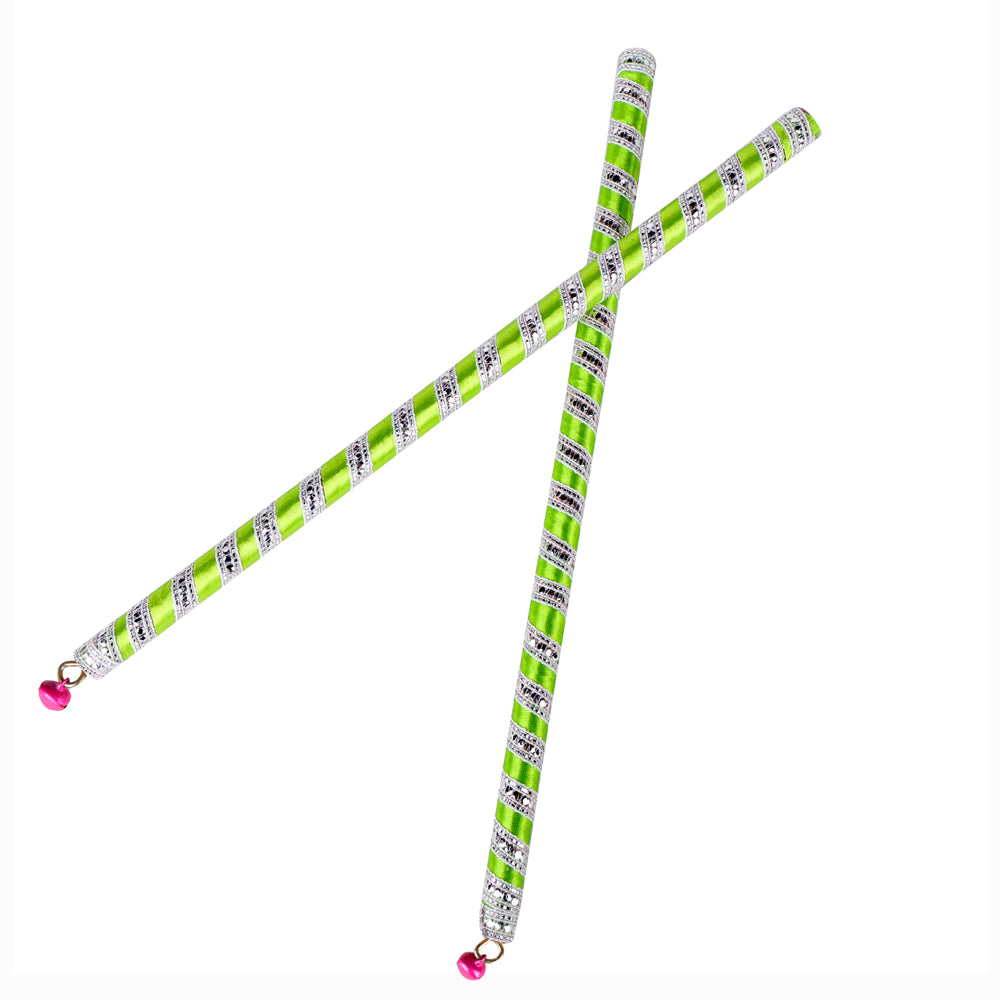 Handcrafted Silk Ribbon Wrapped Wooden Dandiya Sticks