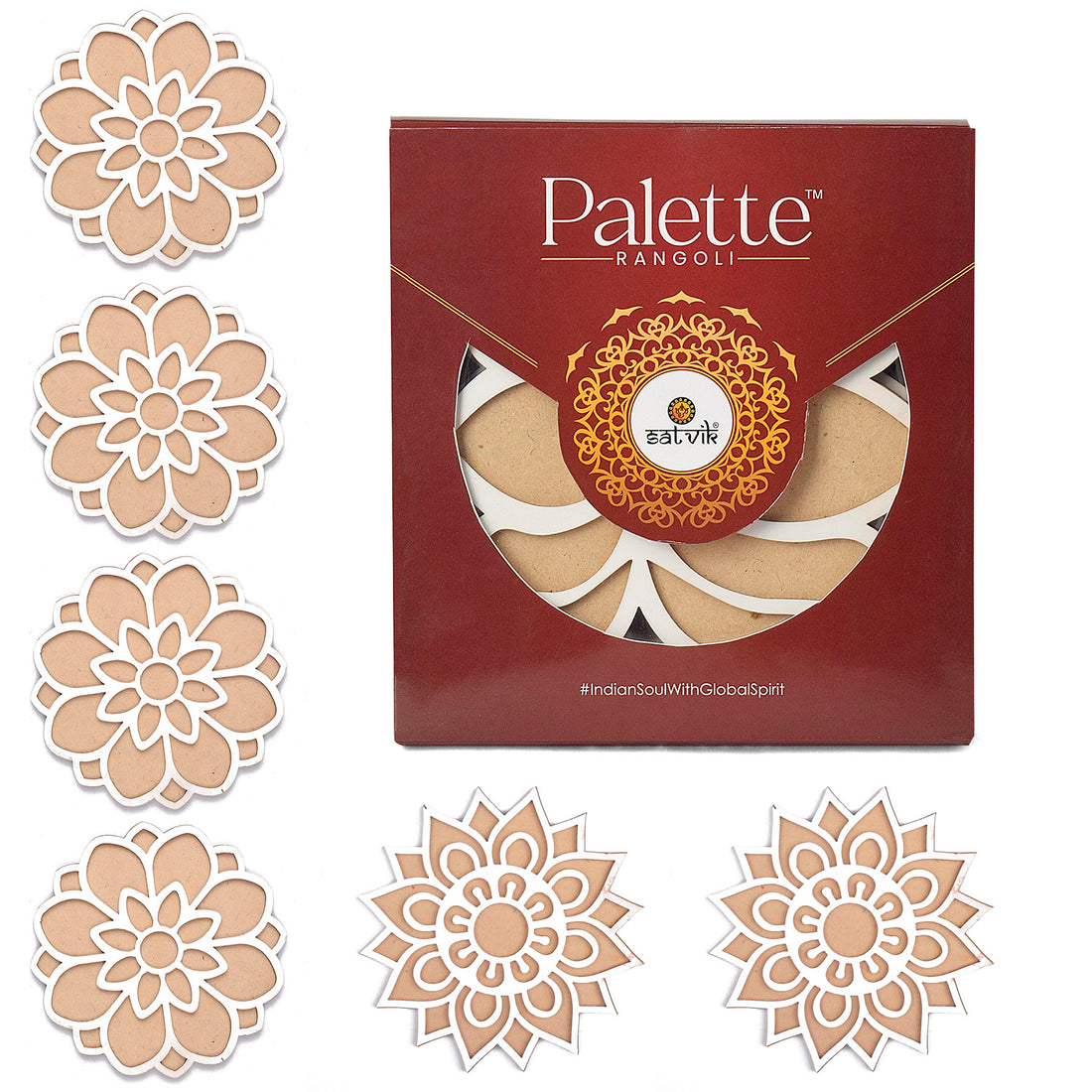 6-Inch Reusable Rangoli Stencil Set of 6 for Festive Decor