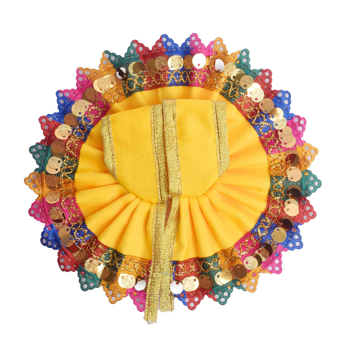 Laddu Gopal Yellow Dress with Multi-Color Sequined Border