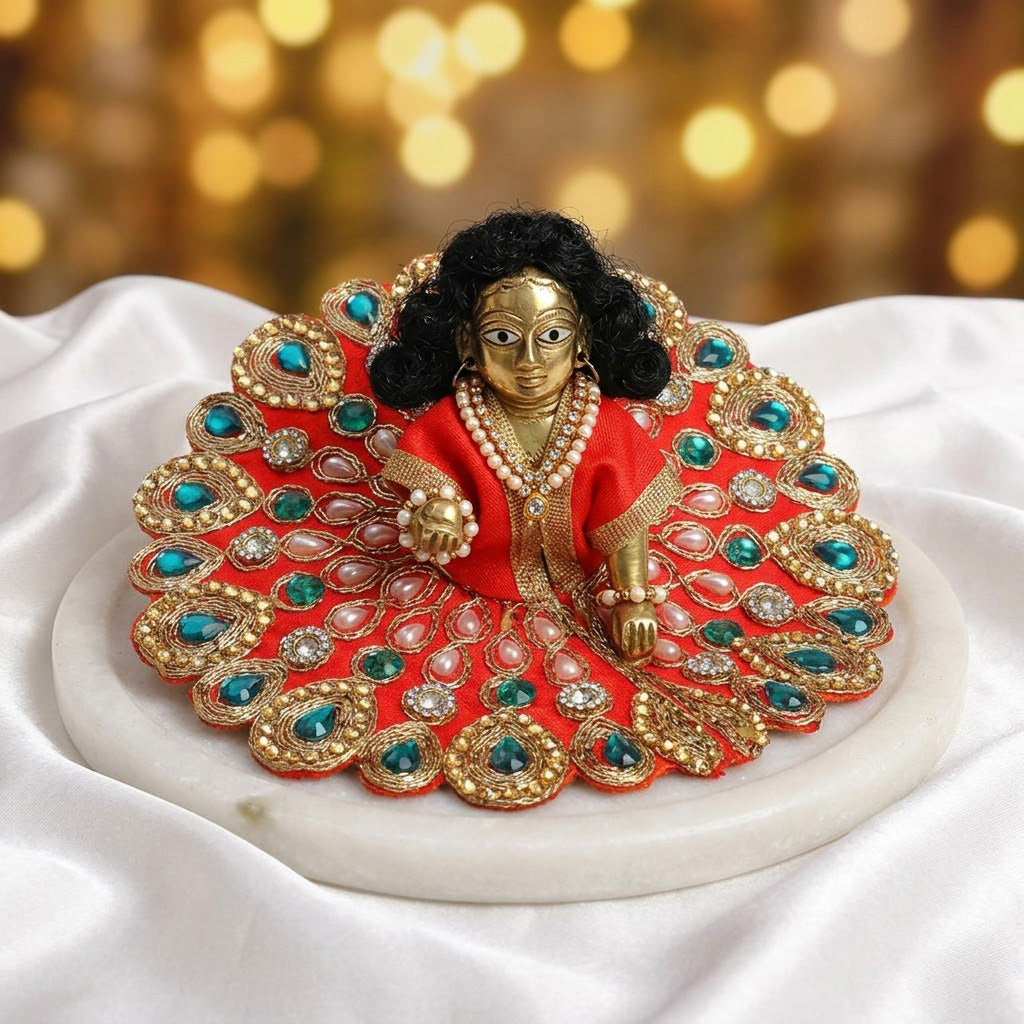 Size 2 Premium Heavy Stone & Pearl Laddu Gopal Dress
