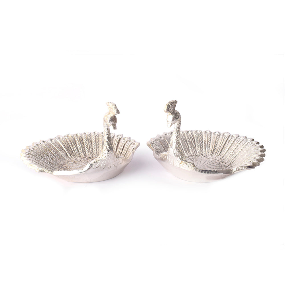 Beautiful Silver Peacock Tray