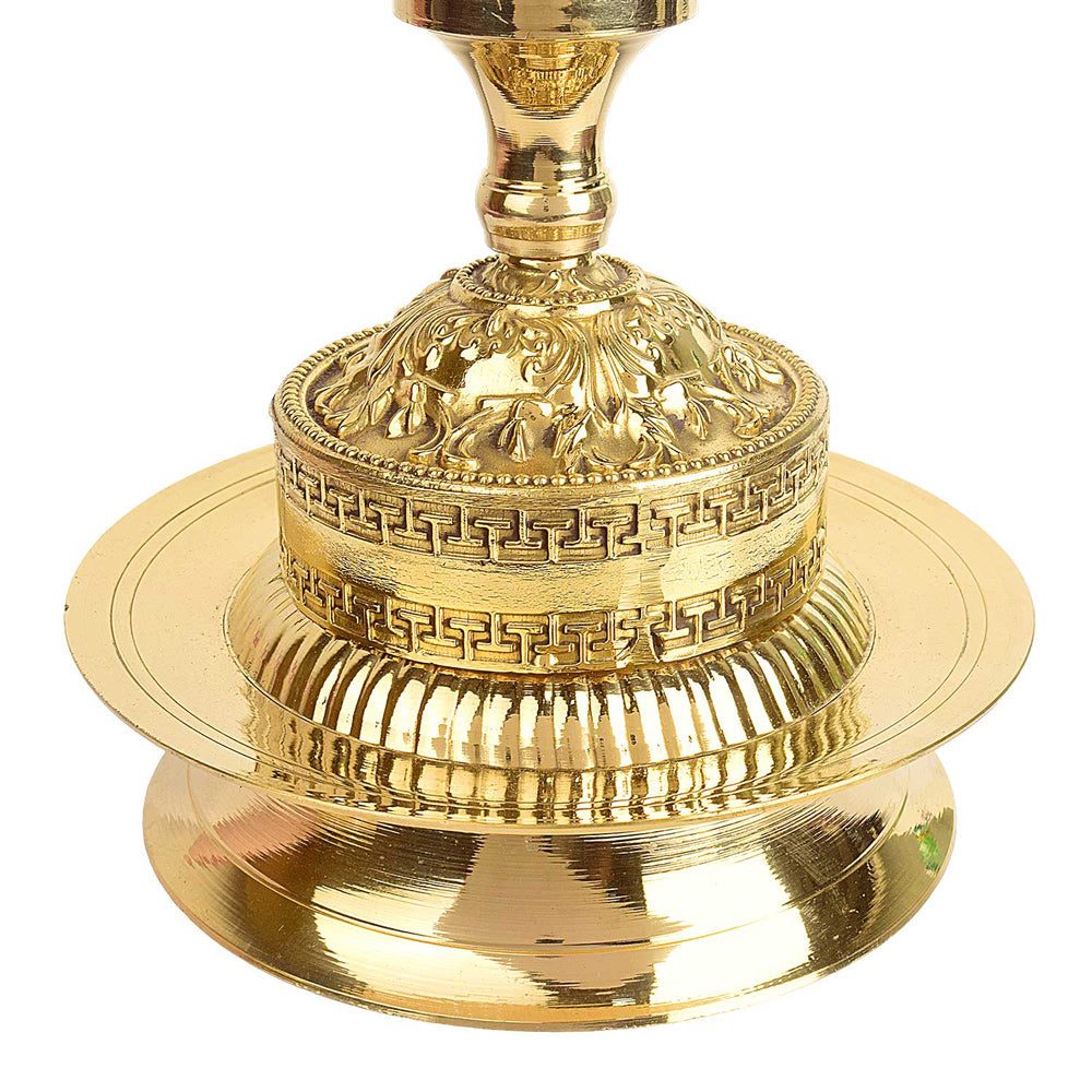 23 Inch 1 Step Brass Embossed Peacock Kerala Stand Diya