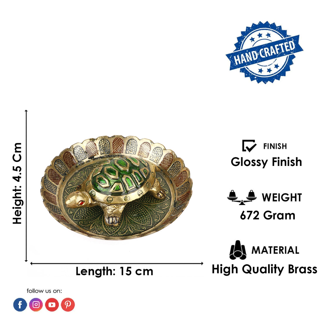 Brass Colored Turtle with Nakashi Plate/Tray (Large)