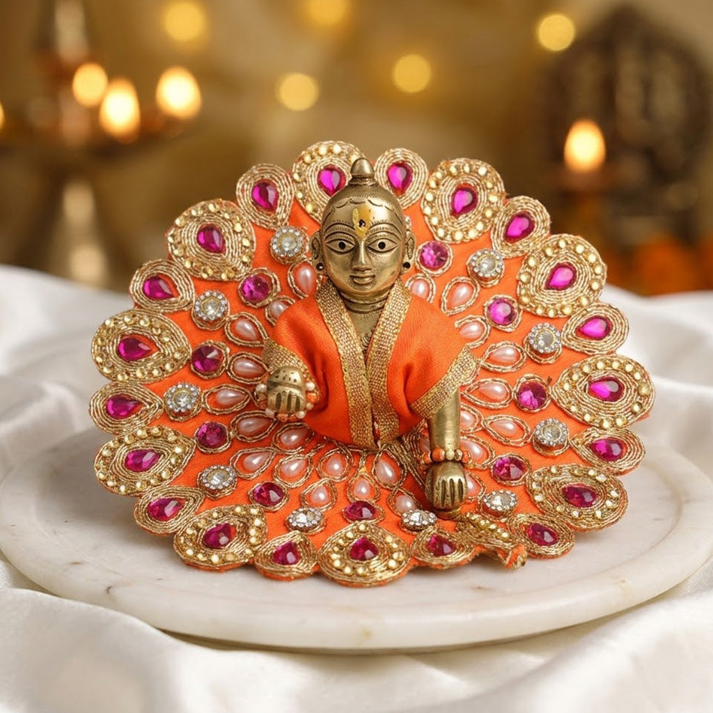 Size 2 Premium Heavy Stone & Pearl Laddu Gopal Dress