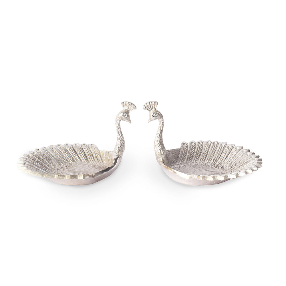 Beautiful Silver Peacock Tray
