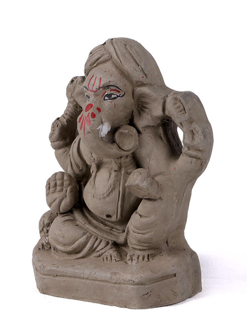 6 Inch Traditional Eco-Friendly Ganesha Idol in LalitÄsana Pose