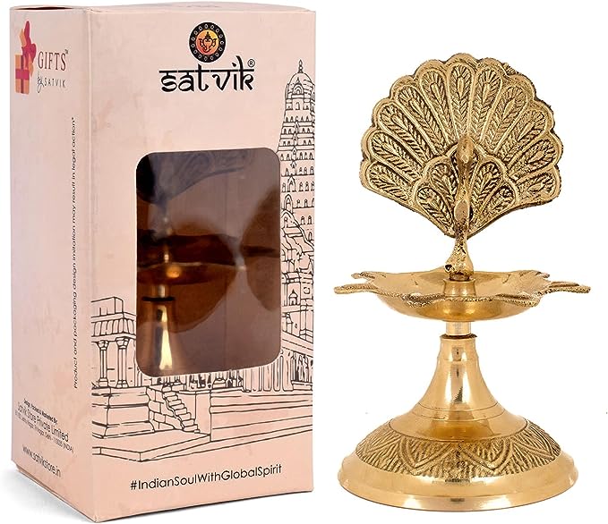 Handcrafted Brass Flying Peacock Kerala Samai Deepam Puja Diya