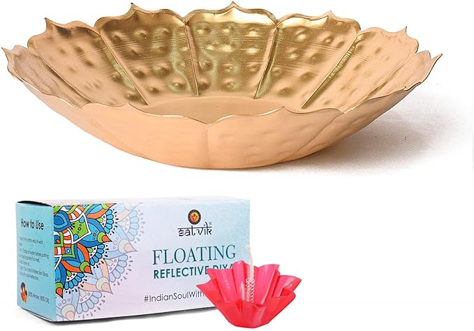 Metal Lotus Shape Urli for Decor With Floating Diya (Pack of 3)