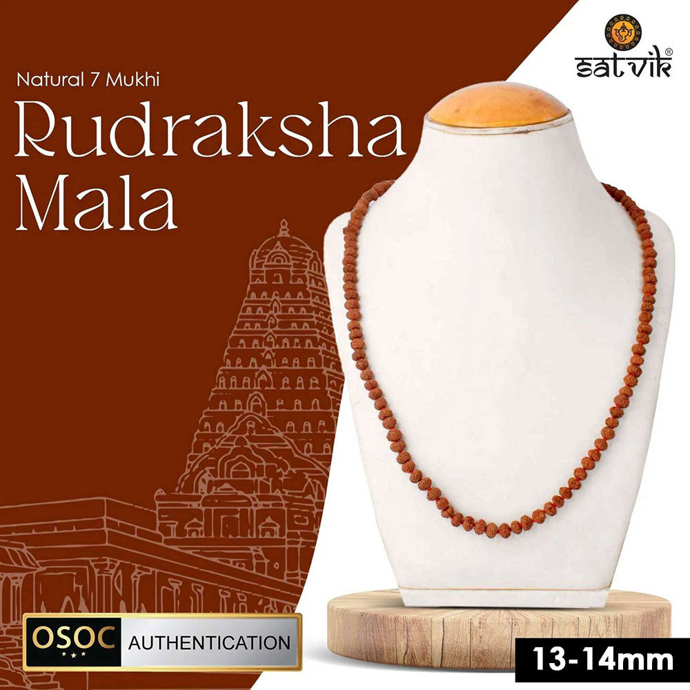 7 Mukhi Semi Pathriya Rudraksha Mala for wealth, health and spiritual balance. India’s Premium Rudraksha Jap Mala Store- www.satvikstore.in