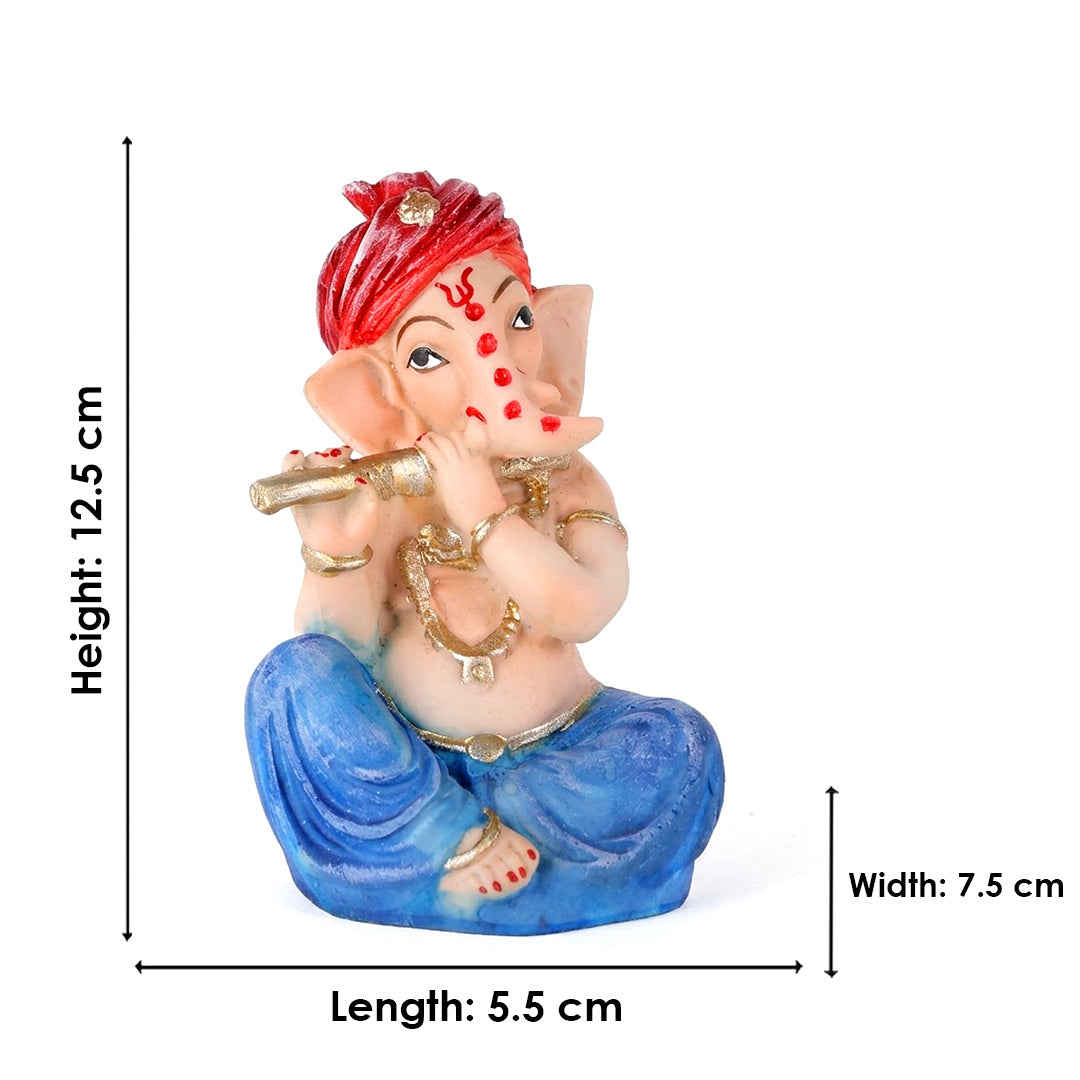 Vibrant Hand-Crafted Royal Blue Dhoti Resin Ganesha Statue
