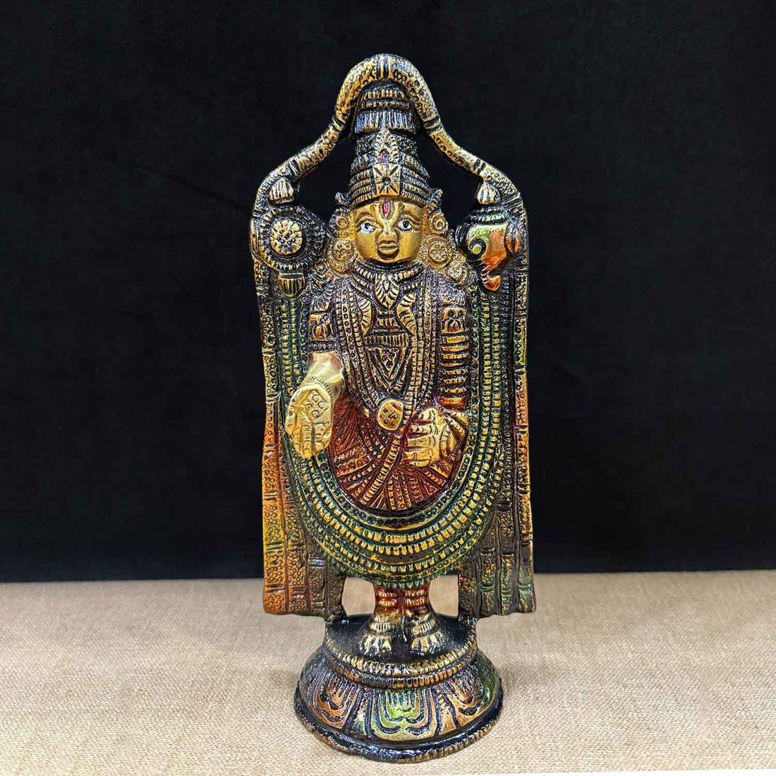 7.5 Inch Alluring Brass Tirupati Balaji Murti – Handcrafted Divine Idol for Temple Worship, Home Decor, and Spiritual Prosperity. No.1 Brass Idol Store www.satvikstore.in