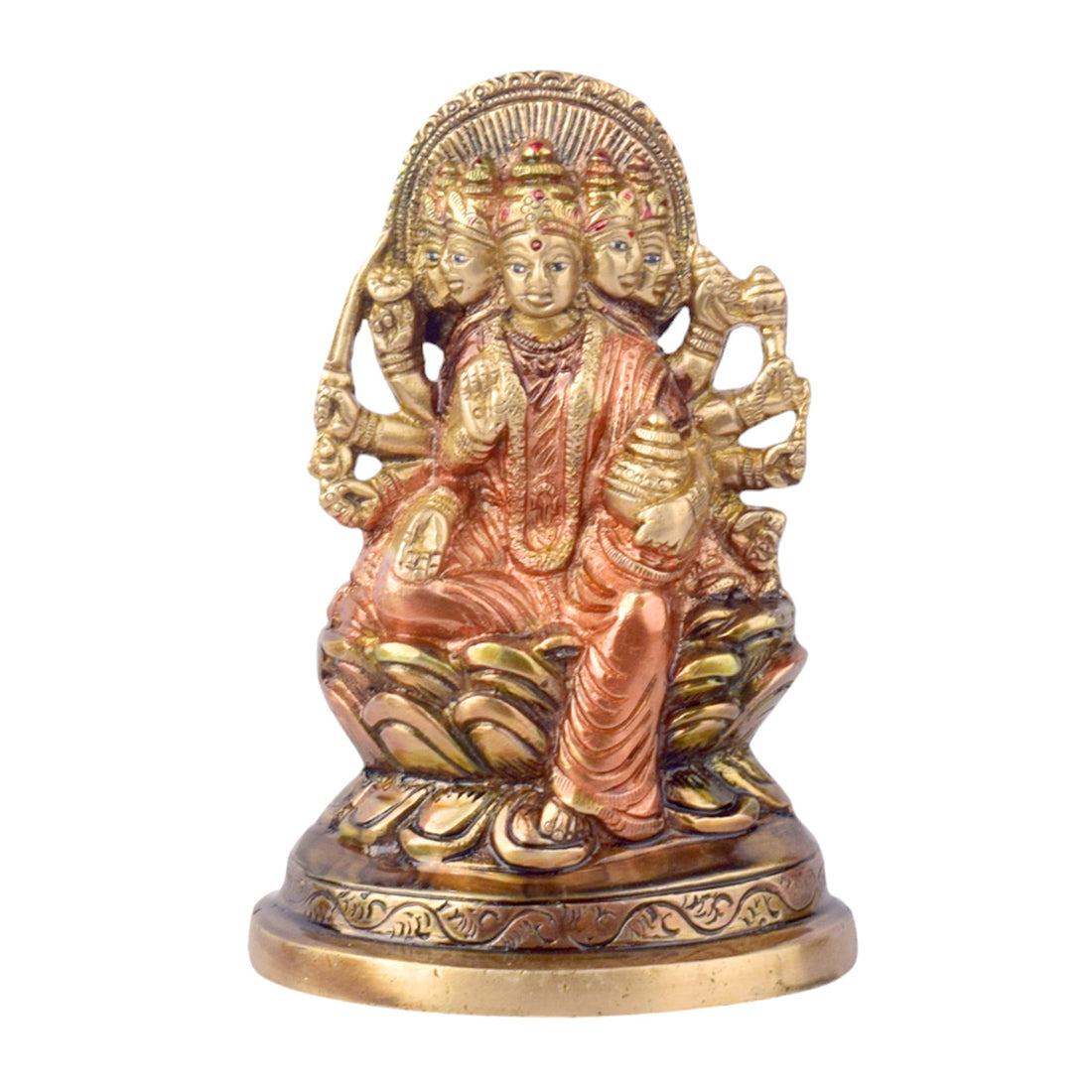 The 5.5 Inch Panchmukhi Laxmi Idol Symbol of Prosperity and Divine Blessings is a beautifully crafted idol that embodies the powerful and multifaceted energy of Goddess Laxmi, the deity of wealth, prosperity, and abundance. This unique idol features Panchmukhi (five-faced) Laxmi, representing the five different aspects of life that she governs โ wealth, health, education, prosperity, and peace.