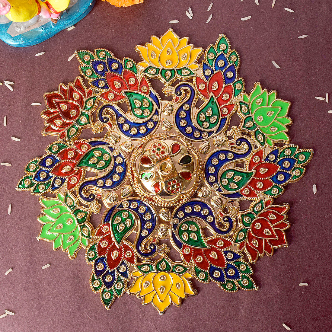 Peacock and flower design kumkum container | India’s Largest Pooja Accessories Brand – www.satvikstore.in