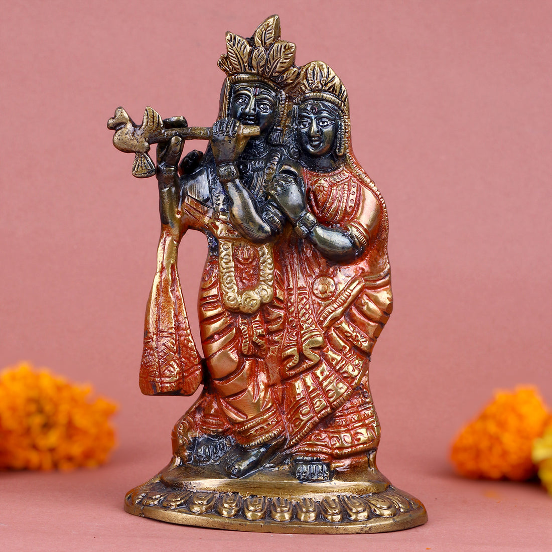 3.1 Inch Brass Radha Krishna Idol beautifully handcrafted, showcasing divine love and harmony — ideal for home décor, gifting, and spiritual worship. No.1 Brass Idol Store www.satvikstore.in