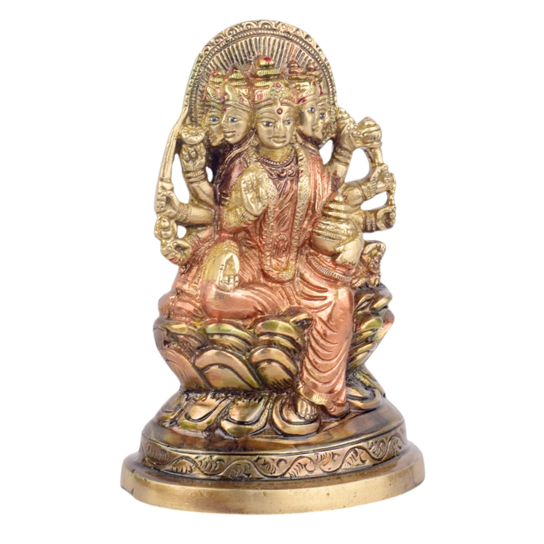 The 5.5 Inch Panchmukhi Laxmi Idol Symbol of Prosperity and Divine Blessings is a beautifully crafted idol that embodies the powerful and multifaceted energy of Goddess Laxmi, the deity of wealth, prosperity, and abundance. This unique idol features Panchmukhi (five-faced) Laxmi, representing the five different aspects of life that she governs โ wealth, health, education, prosperity, and peace.