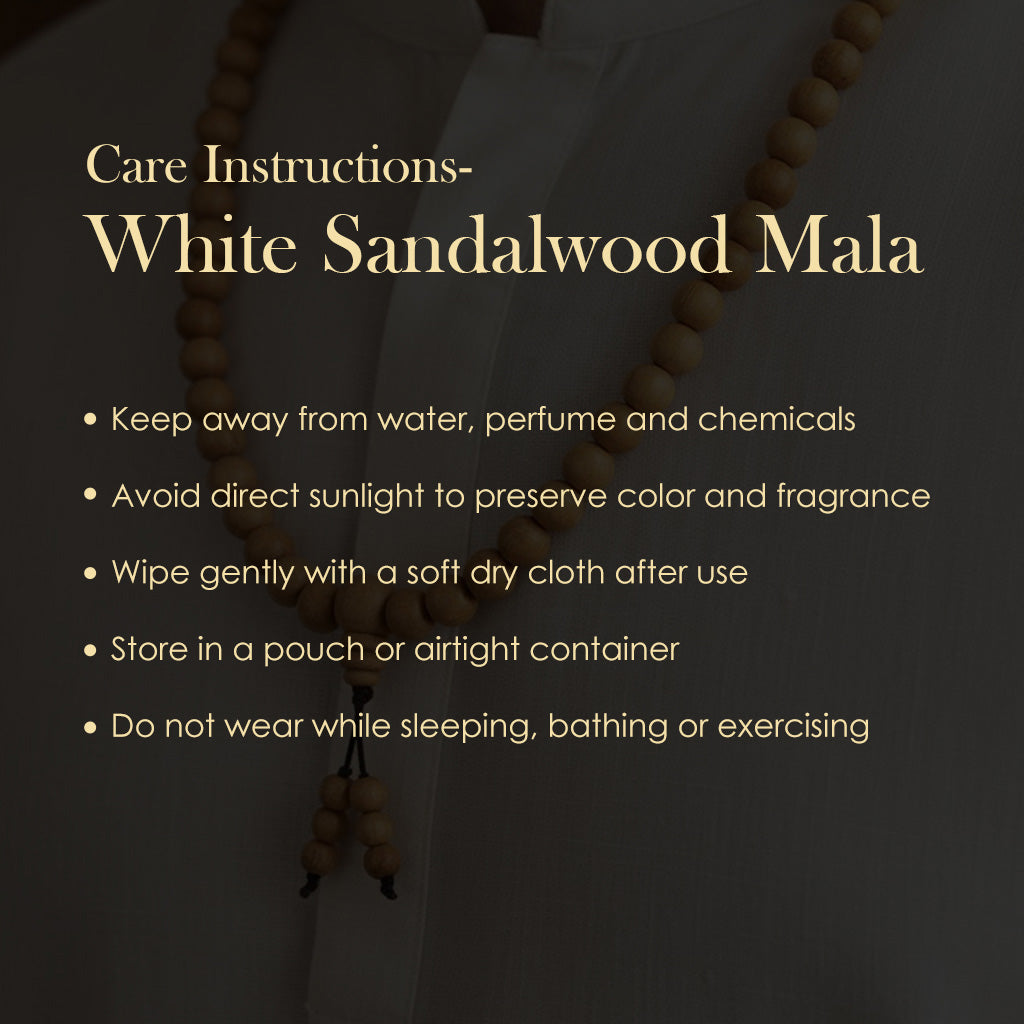 10mm Elastic 27 Bead White Chandan Mani Mala