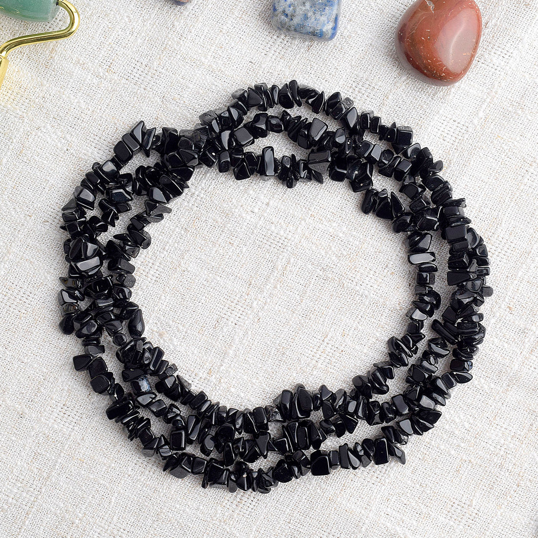 Black Onyx Crystal Necklace for Chakra Healing & Protection