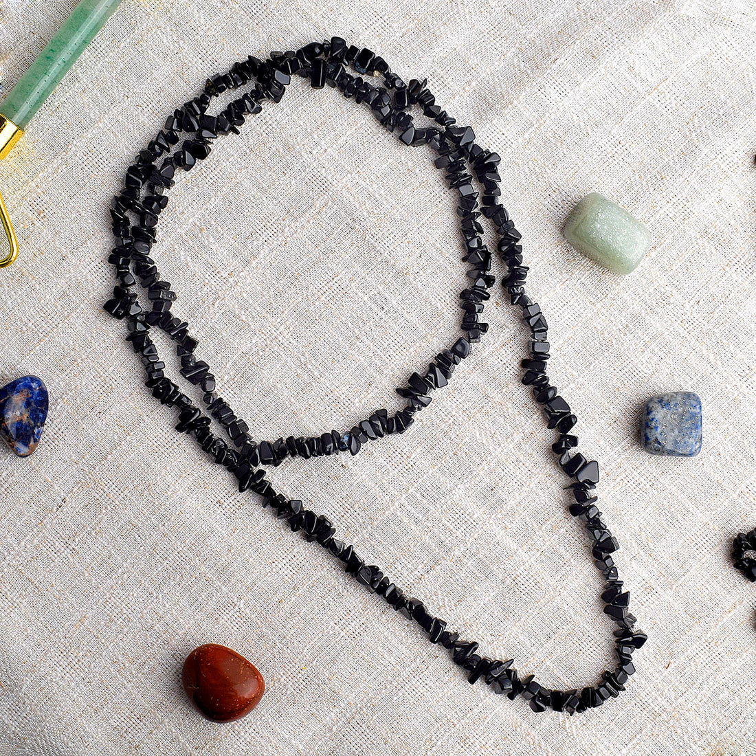Black Onyx Crystal Necklace for Chakra Healing & Protection