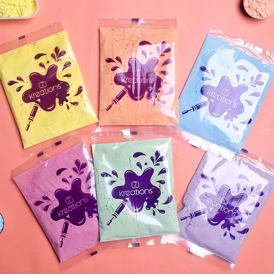 Kreations Organic Gulal Holi Colors set of 6