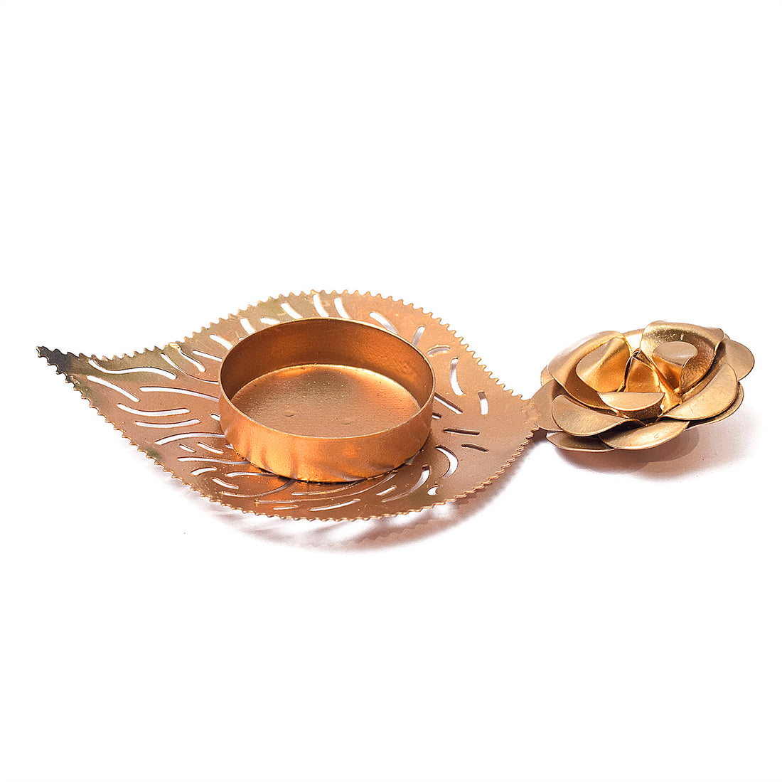 Decorative Rose Leaf Metal Tea Light Holder