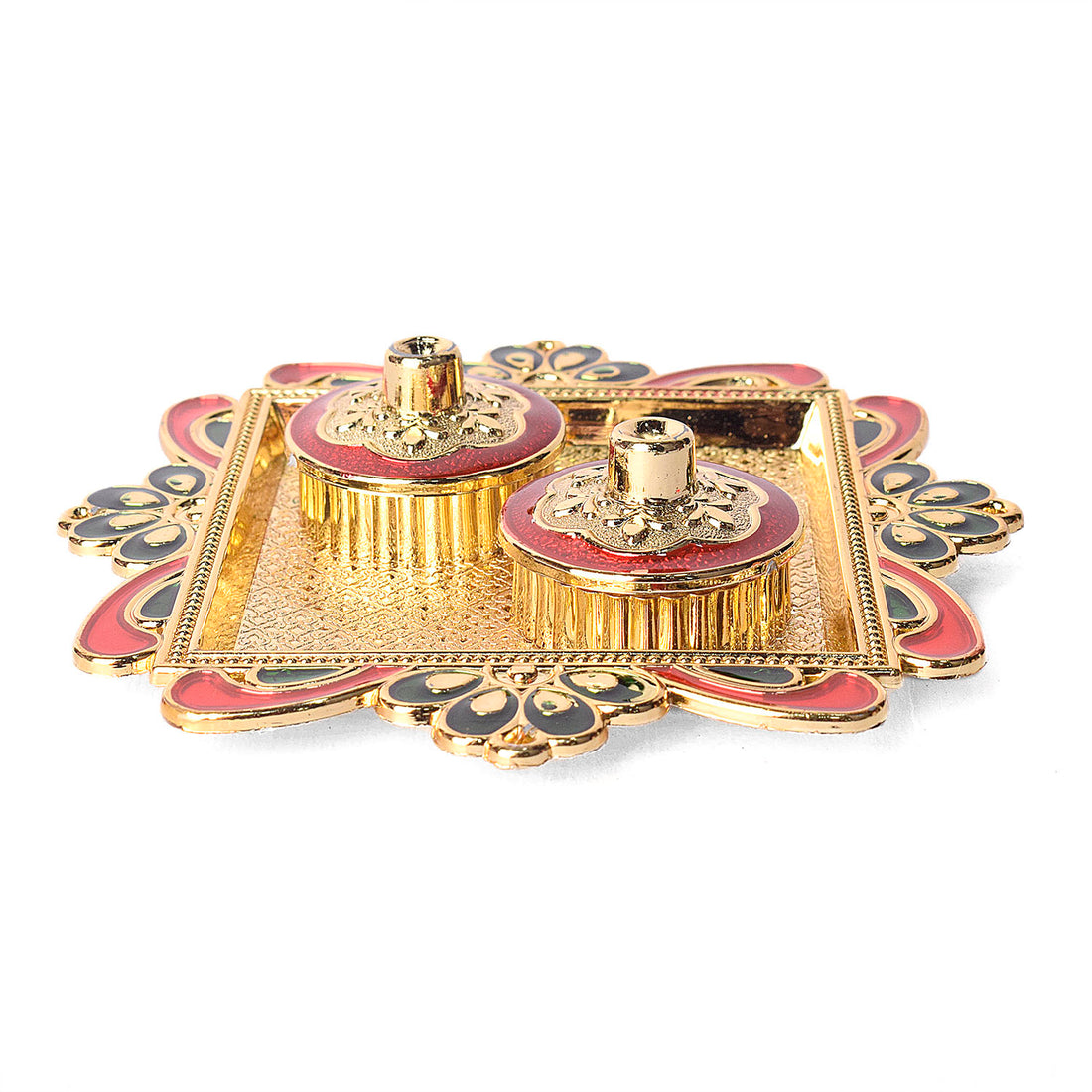 Kumkum Holder Adorned with Intricate Traditional Patterns