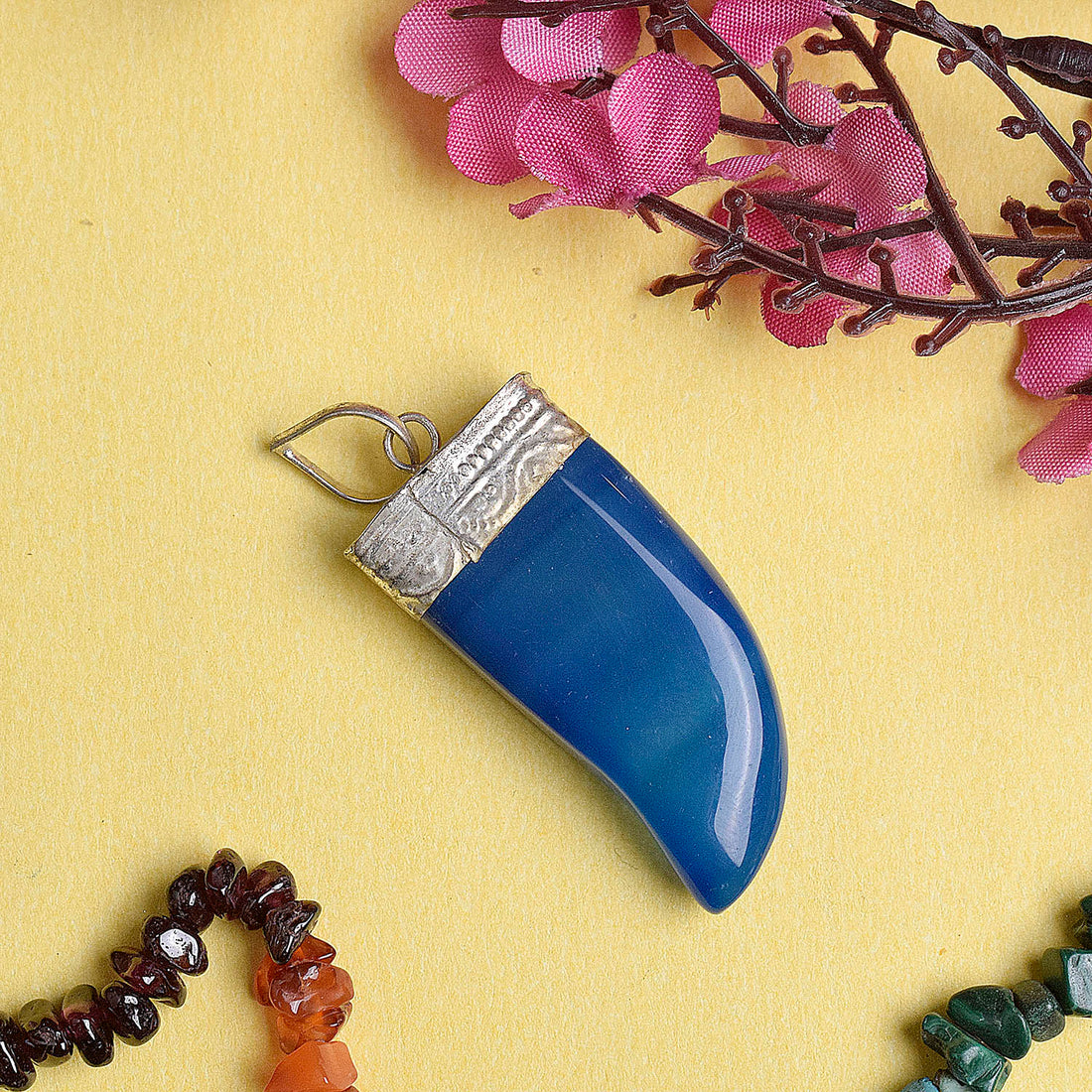 Natural Crystal Horn-Shaped Pendant