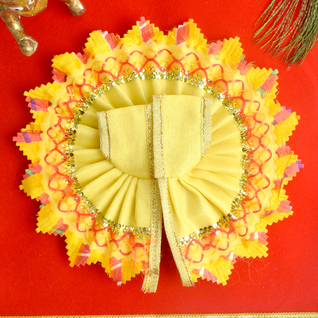 Radiant Yellow Laddu Gopal Dress with Golden Gota