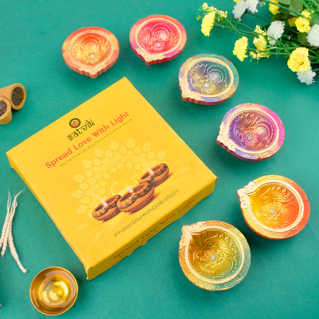 Sacred Glow Authentic Clay Diyas for Diwali Set of 6
