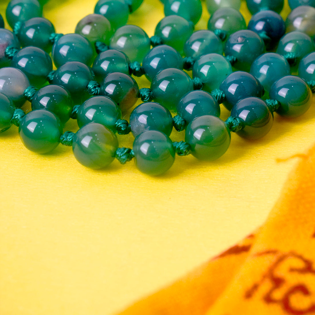 Premium Hakik Jap Mala Green aventurine