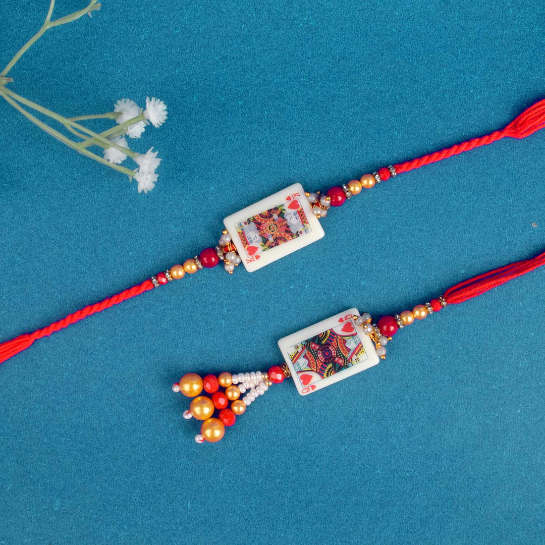 Trendy Beaded Bhaiya Bhabhi Rakhi Set