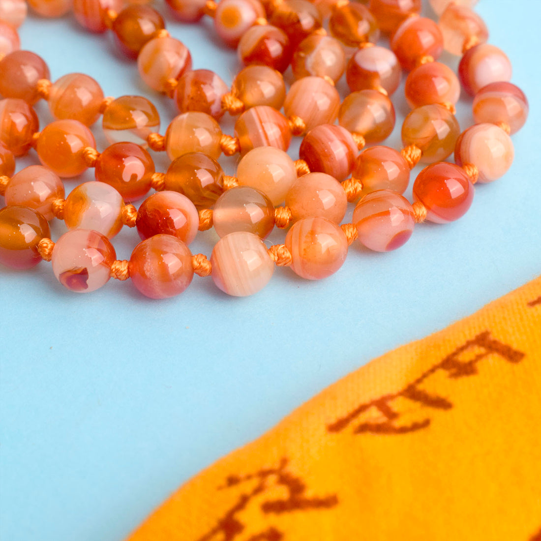Premium Hakik Jap Mala Crystal Orange Canelian
