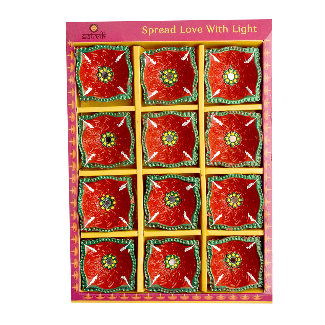 Illuminated Festivities Artisanal Clay Diyas for Diwali Set of 12