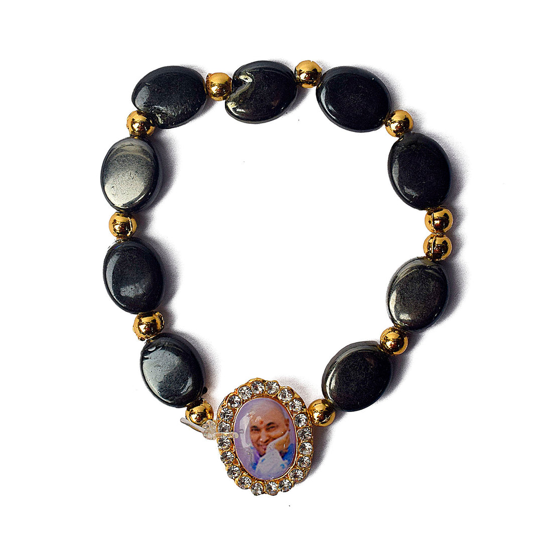 Black Pearl Bracelet with Jai Guruji Swaroop Handmade Bracelets for Men and Women
