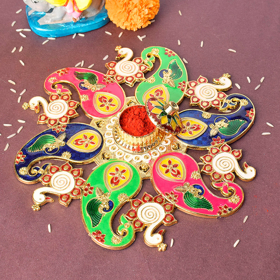 Kumkum Holder Featuring Artistic Rangoli Design