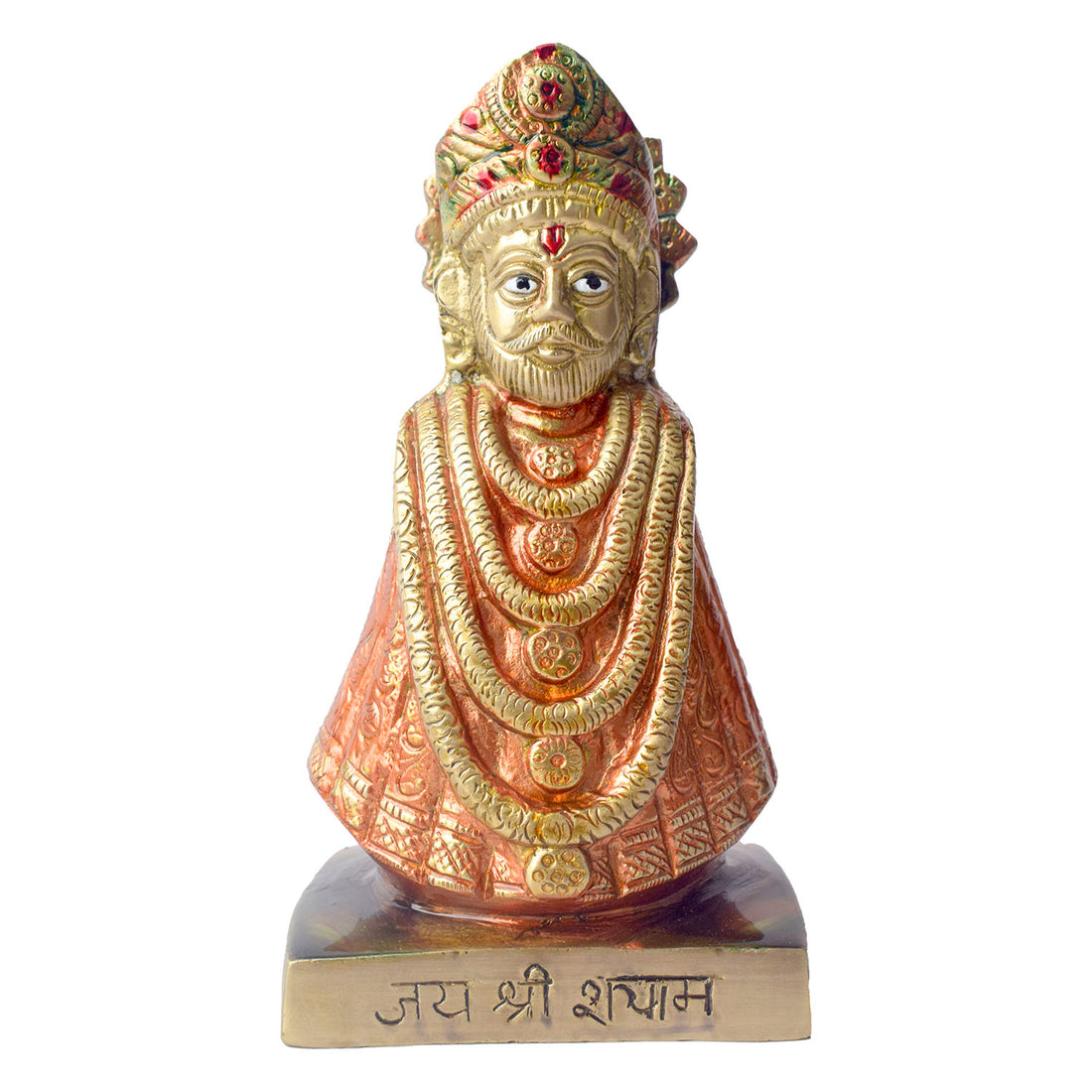 This 6.3-inch Khatu Shyam idol is a symbol of divine grace, devotion, and spiritual protection. Crafted with exquisite detail, it beautifully captures the serene expression of Lord Khatu Shyam, a revered deity known for bestowing blessings of prosperity, health, and happiness upon his devotees.