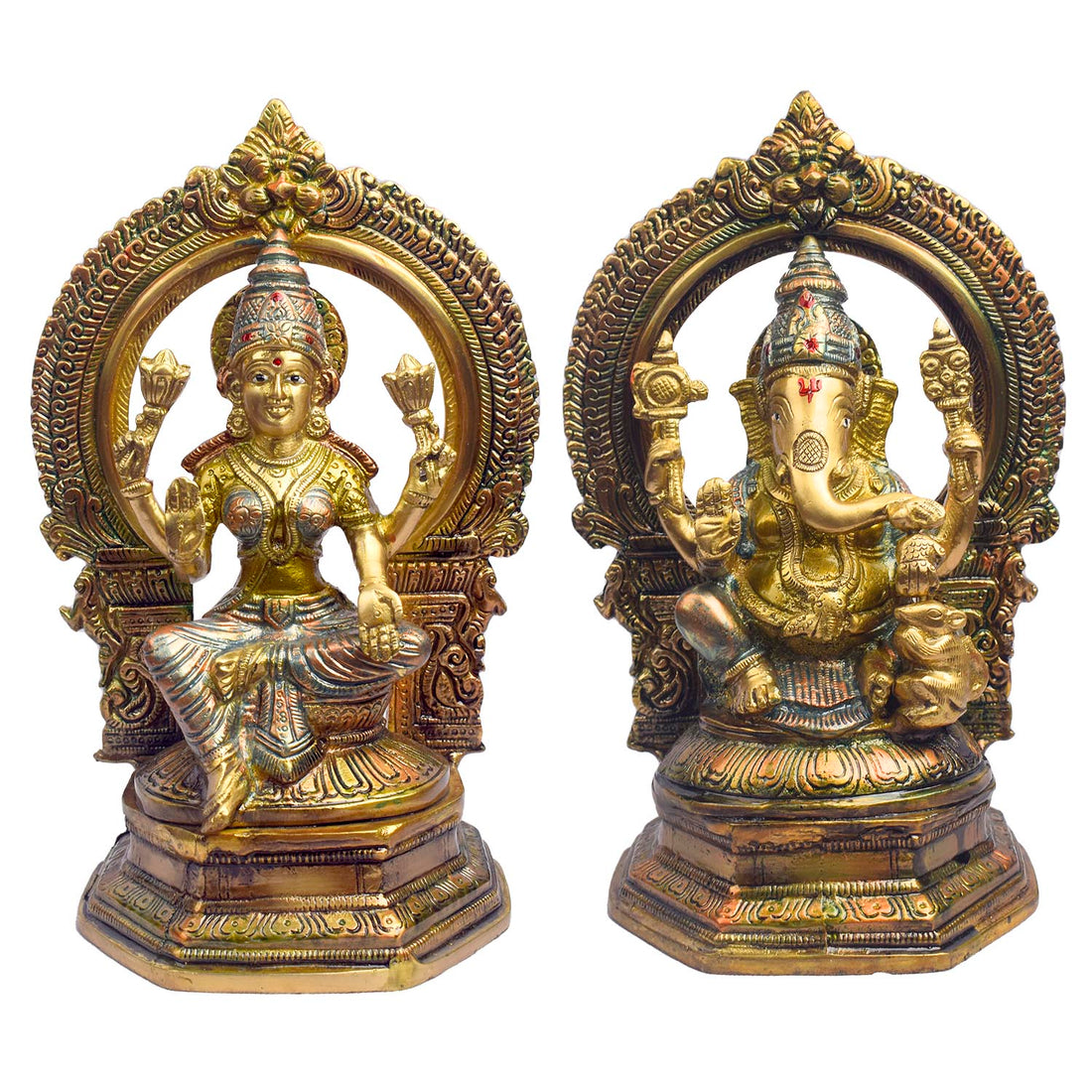 9.3 Inch Traditional Brass Lakshmi Ganesh Murti