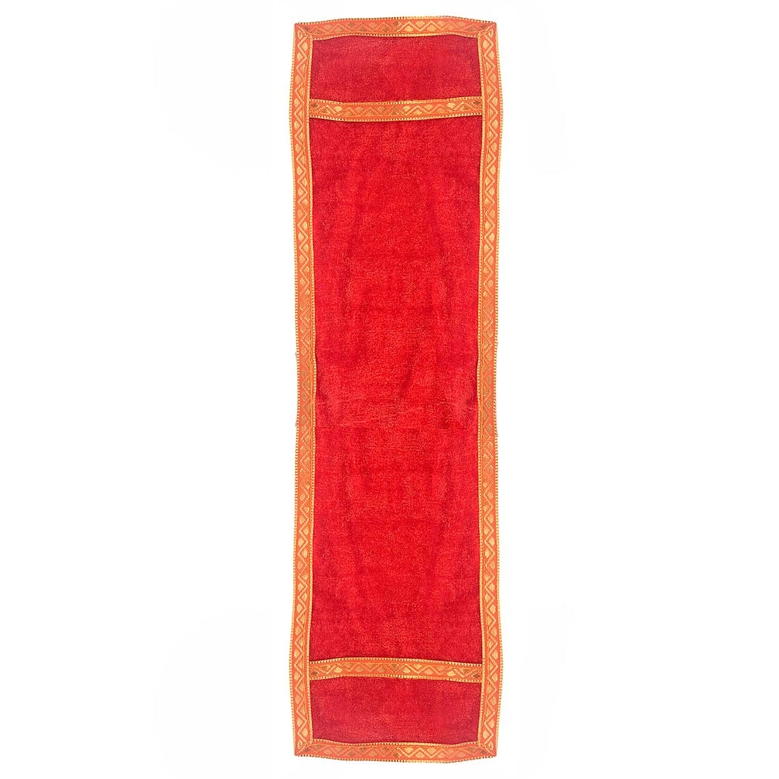Red Velvet Ganpati Idol Patka with Zig-Zag Gold Border - 32 Inch