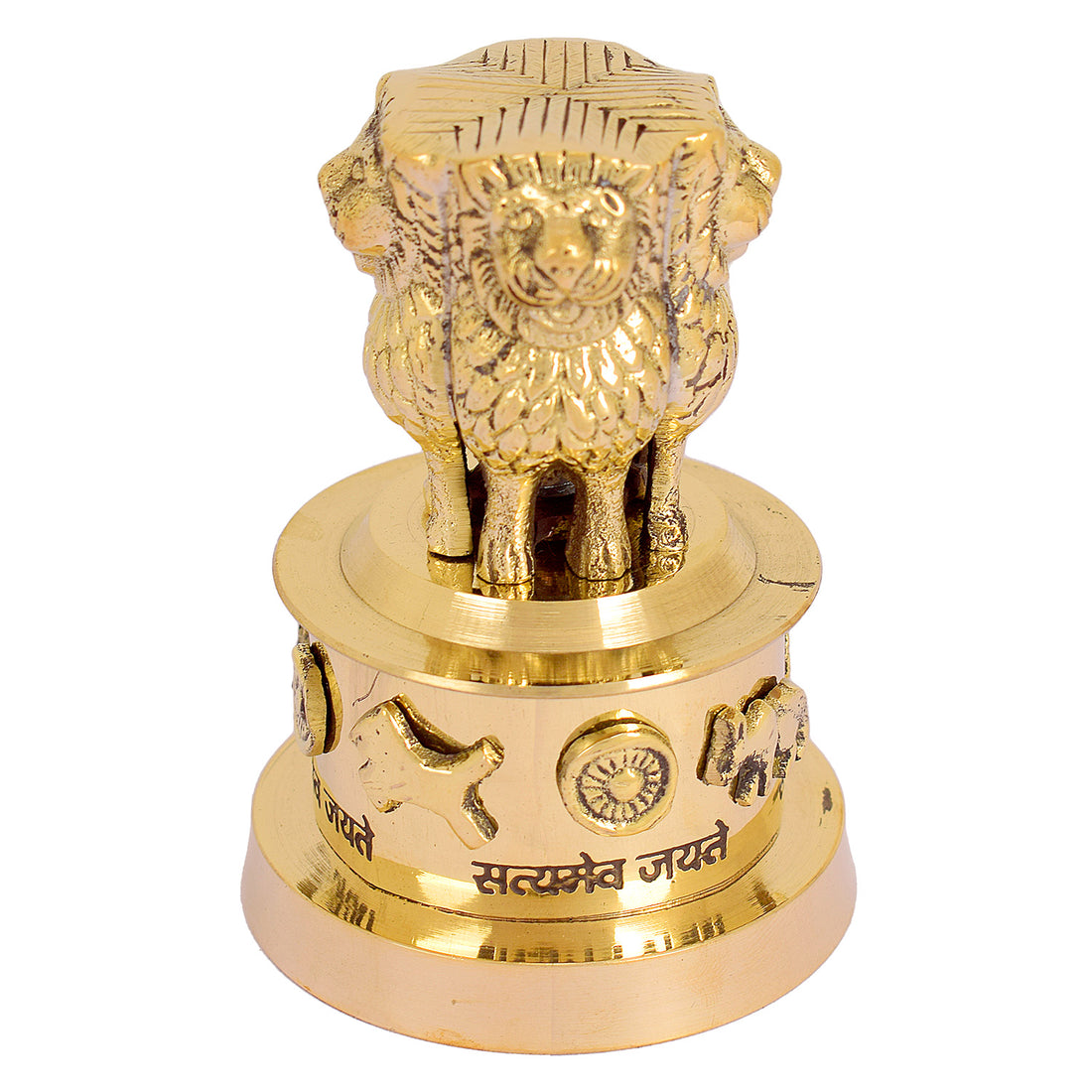 3 Inch Brass Ashoka Pillar – Miniature Indian Art Sculpture for Display