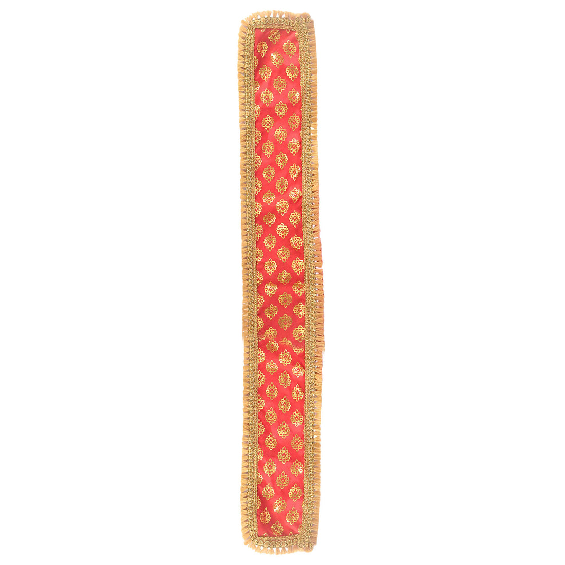 Red Printed Ganpati Idol Patka with Gold Lace and Tassels - 32 Inch