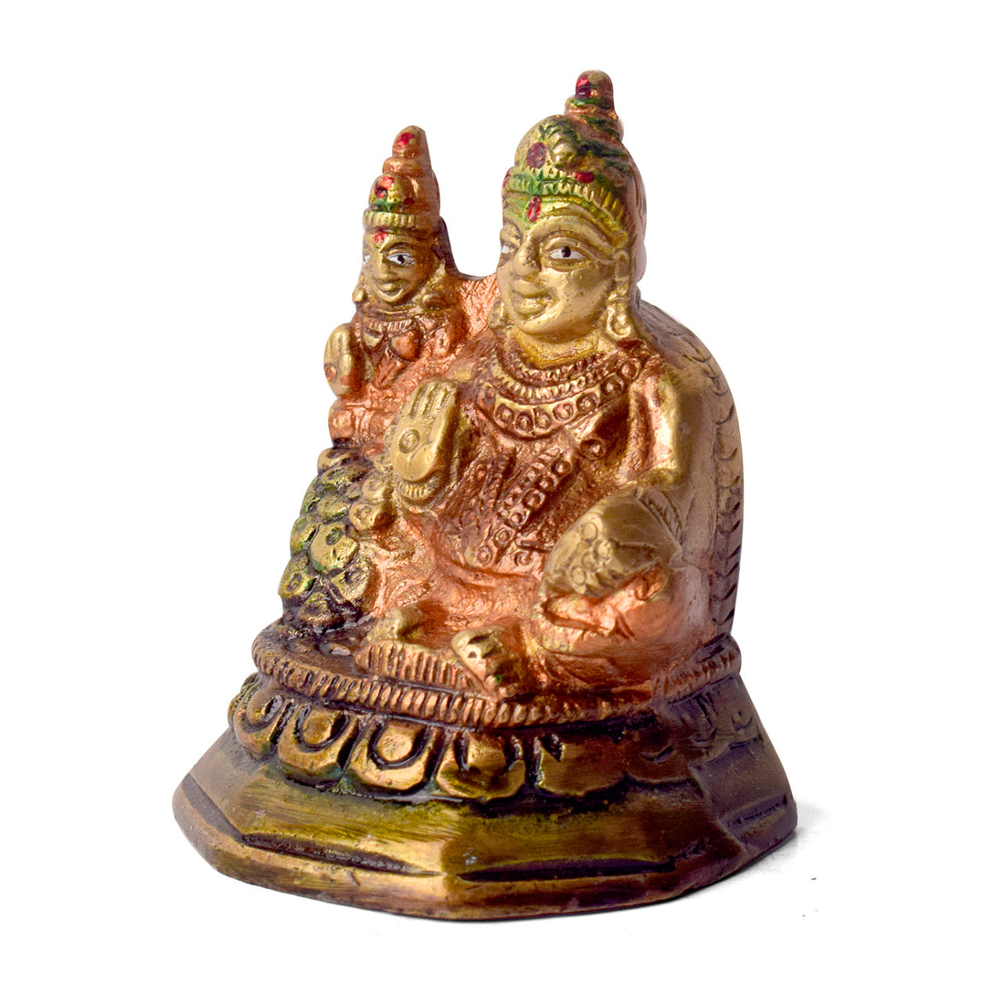 2.8 Inch Auspicious Lord Kuber Brass Idol with Laxmi Ji