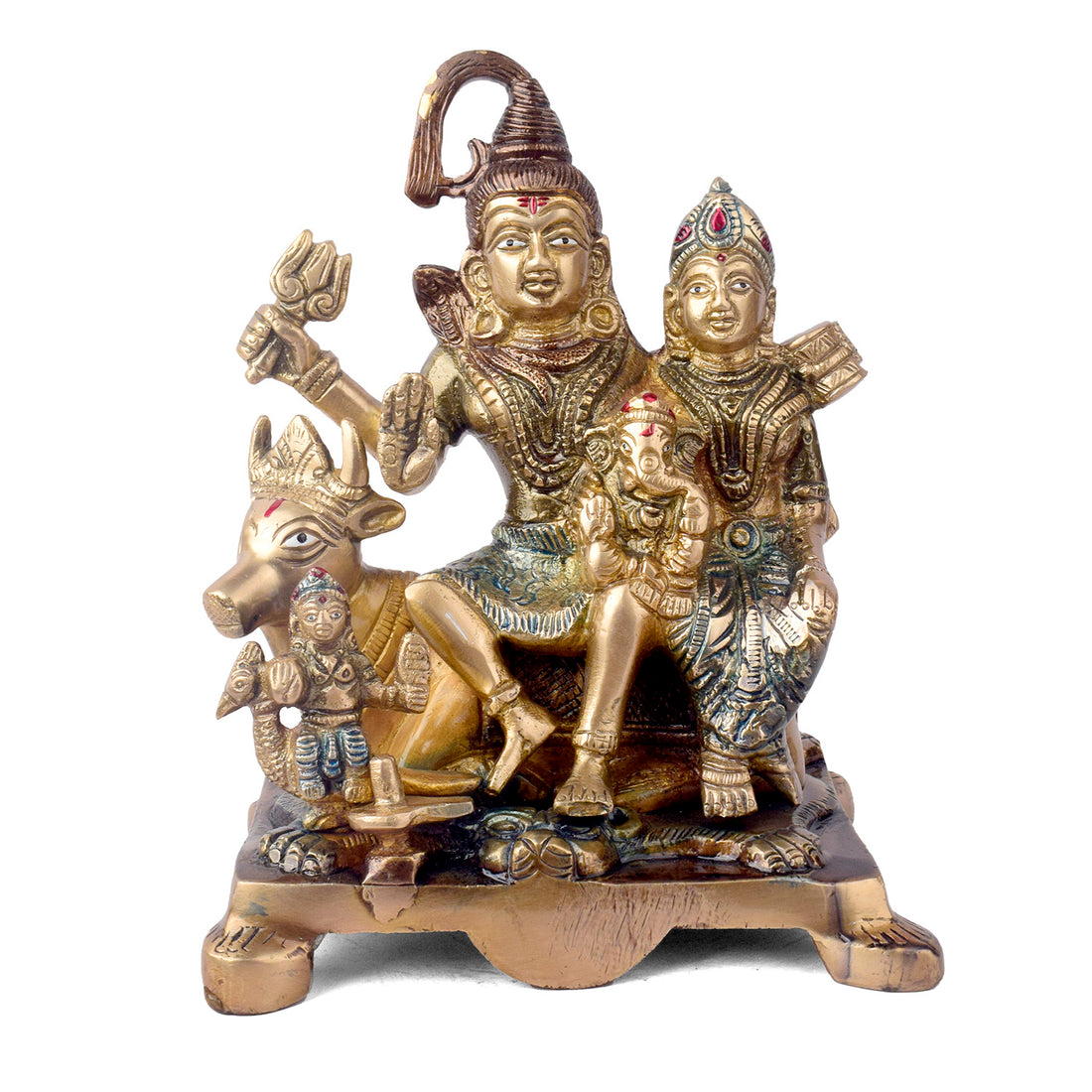 7.5 Inch Elegant Brass Shiva Family Statue
