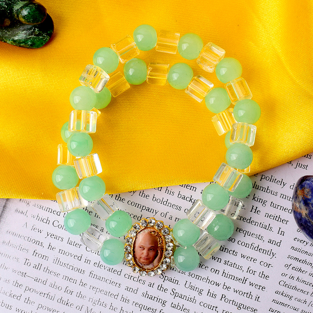 Whimsy Light Green and White Guru Ji Bracelets