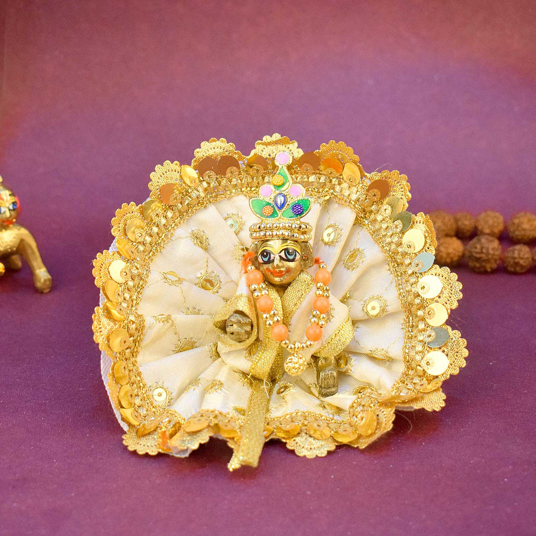 Radiant Golden Laddu Gopal Dress with Sequin & Gota Work