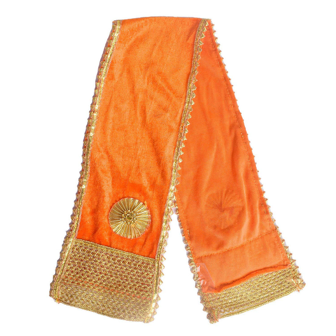 Premium Designer Orange Velvet Ganpati Idol Patka