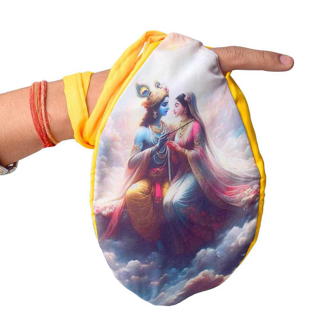 100% Cotton Radha Krishna Photo Jap Mala Bag (Assorted)