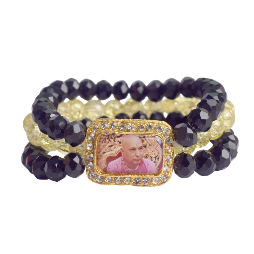 Black & Yellow Triple Layer Guruji Swaroop Bracelet