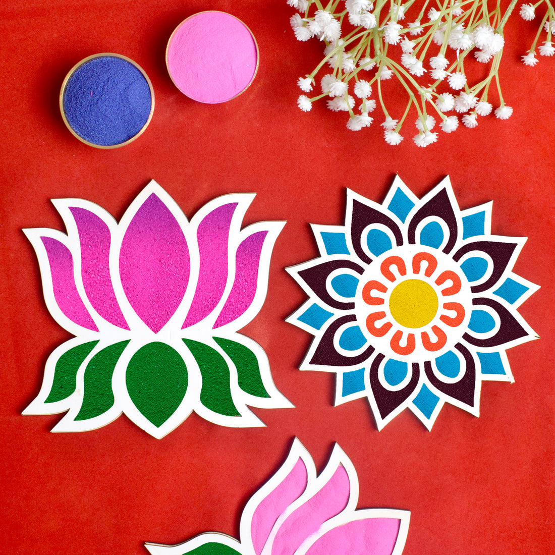 6-Piece Rangoli Stencil Set: Decor DIY Craft for Floors and Tables