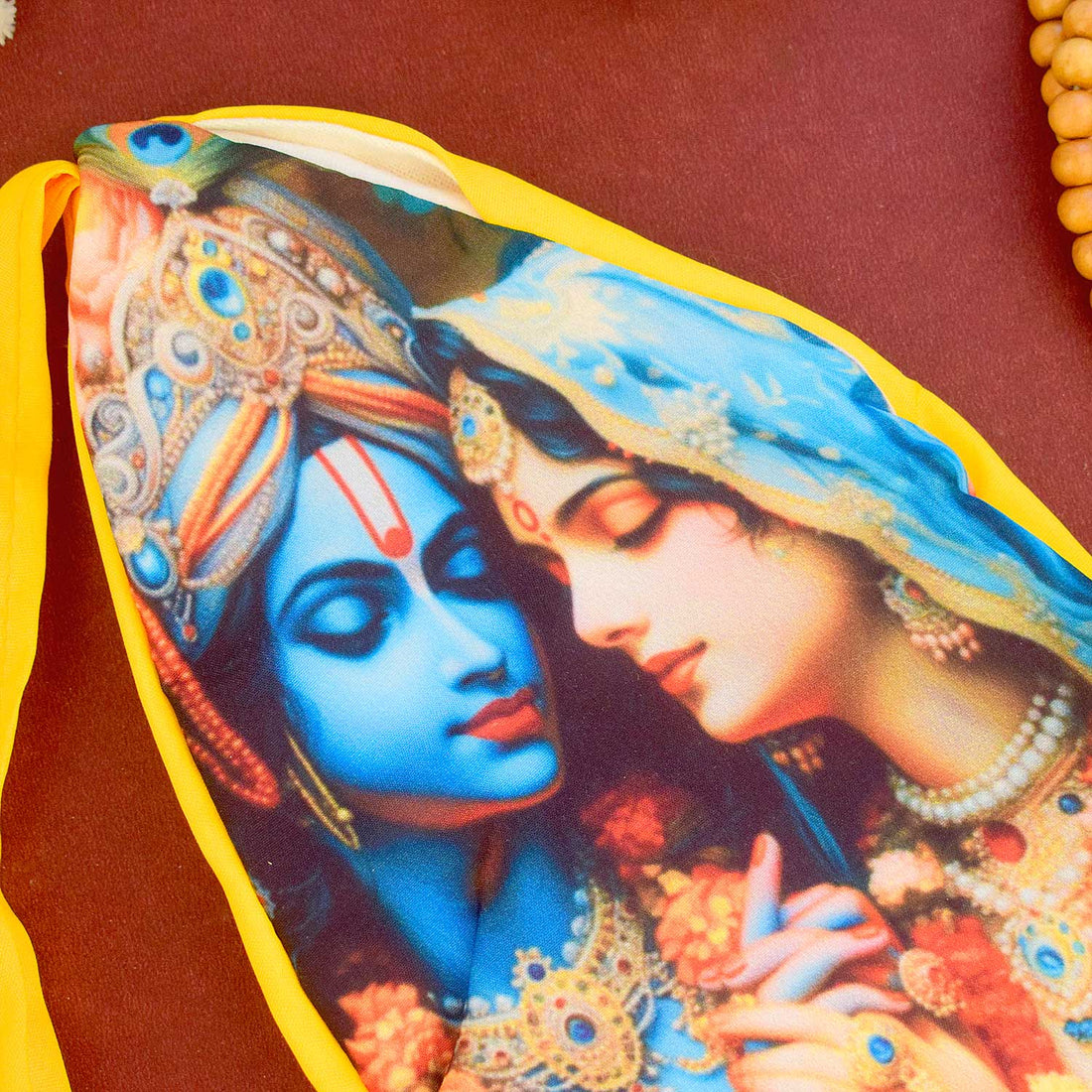 100% Cotton Radha Krishna Photo Jap Mala Bag (Assorted)