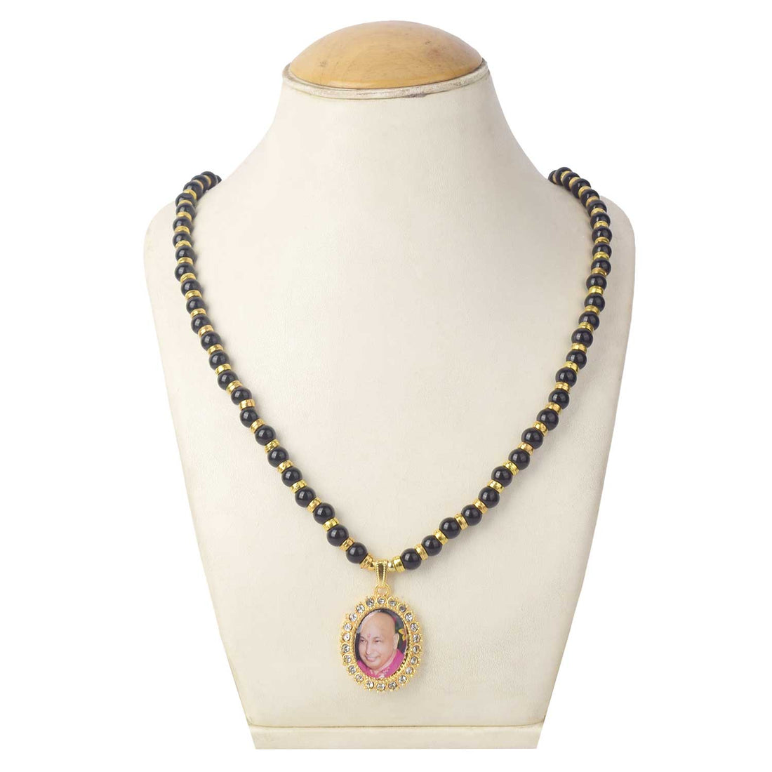 Jai Guruji Swaroop Mala – Black & Golden Beads
