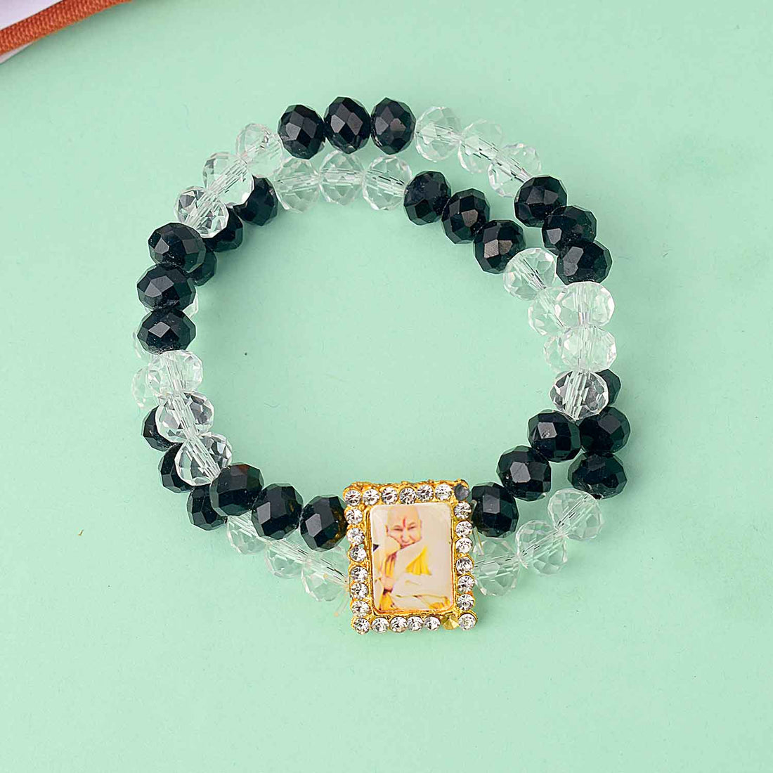 Guruji Swaroop Bracelet – Clear & Black Beads